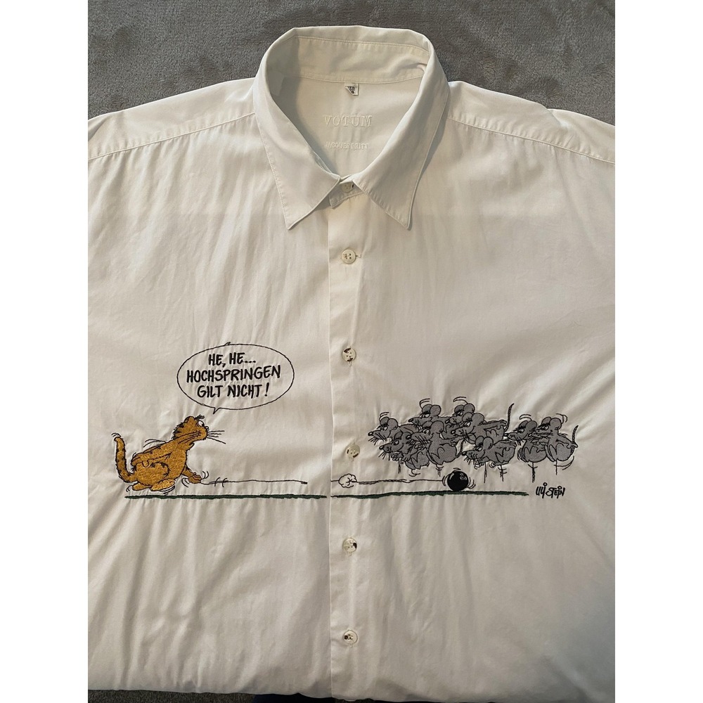 Votum Jacques Britt Shirt Mens 17.5 44 Cartoon Cat‎ Mouse Embroidery Germany